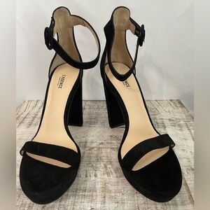 L’Agence Cecile Black Sueded Ankle Strap Sandal Size 9.5